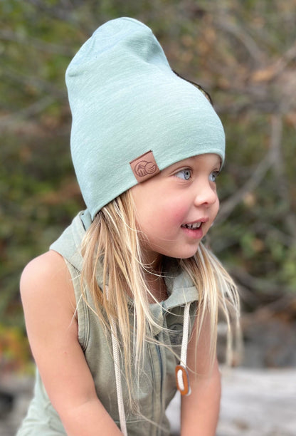 100% MERINO TOQUE/BEENIE - GLACIER LAKE GREEN - KIDS -