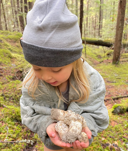 100% MERINO TOQUE/BEENIE -  REVERSIBLE 'GRANITE GREY' -KIDS-