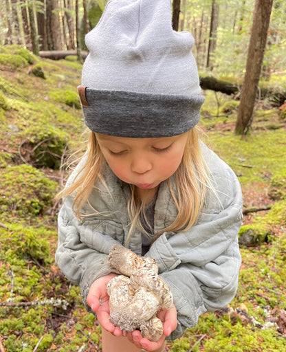 100% MERINO TOQUE/BEENIE -  REVERSIBLE 'GRANITE GREY' -KIDS-